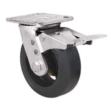 Heavy Duty Caster Series- 8in. Con doble freno - Rueda de goma